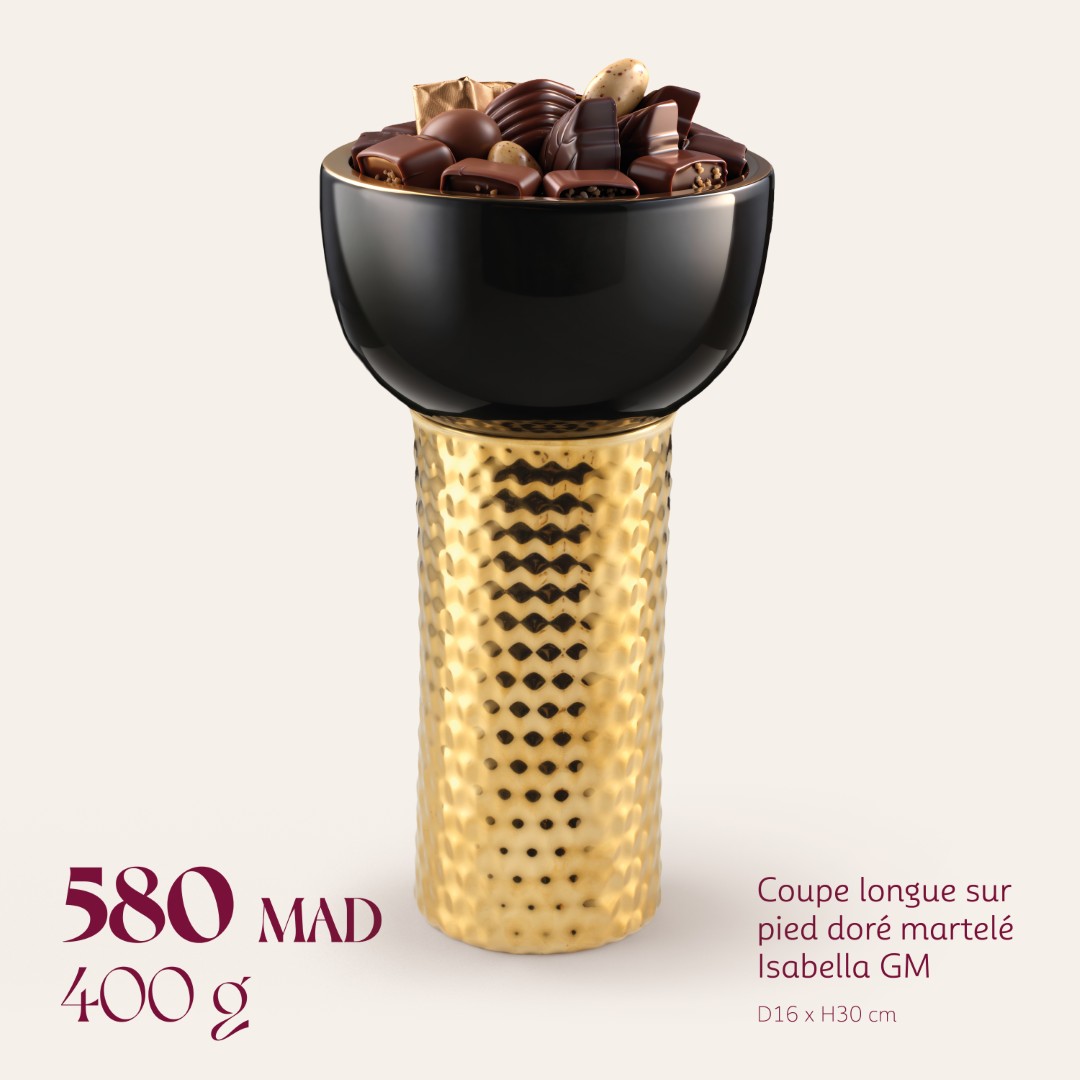 Coupe longue sur pied doré martelé Isabella